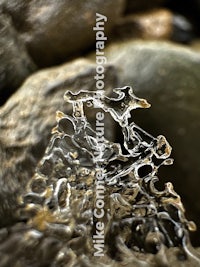 a close up of a water drop on a rock